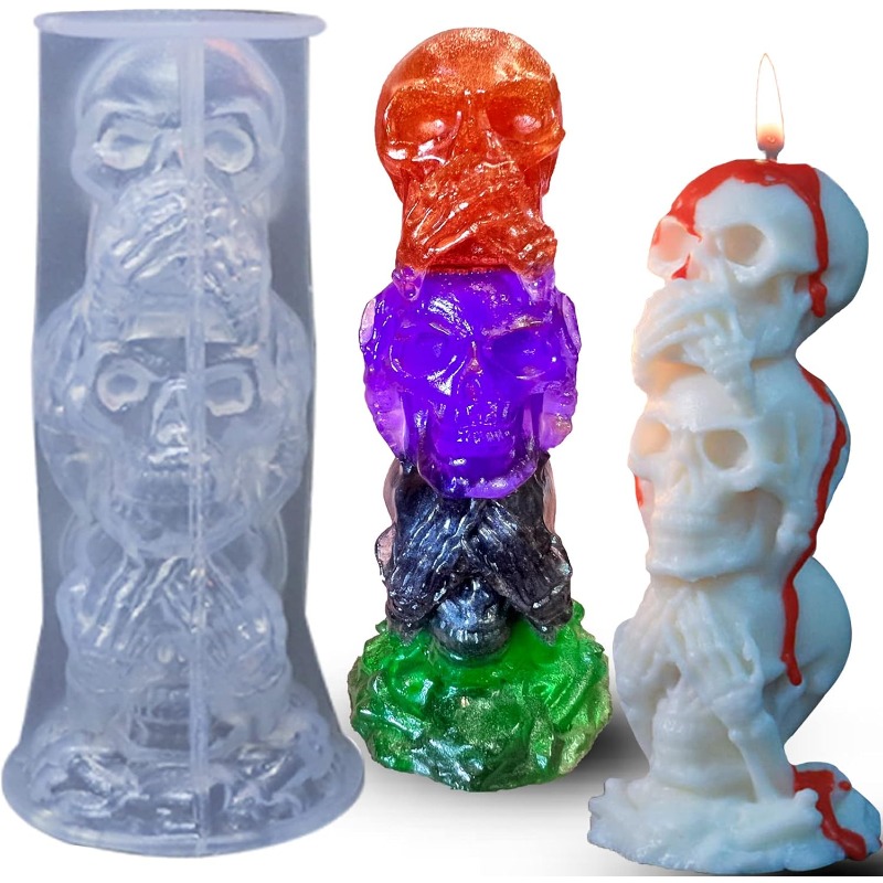 3D Silikon Üçlü Kafatası Mum K - Candle Making Event incelemesi ve fiyatı